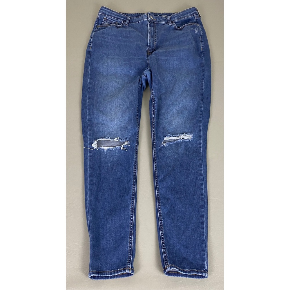 Old Navy Rockstar‎ Super Skinny Jeans Size 14-18 Blue Extra High Rise Distressed